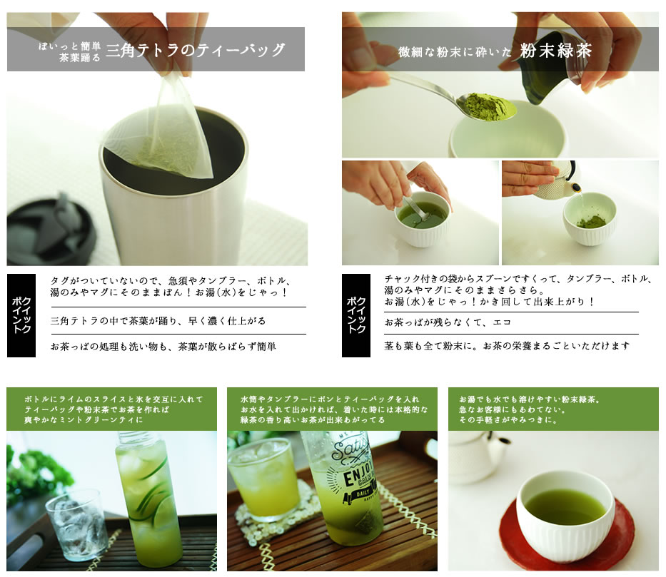 掛川深蒸し茶 ティーバッグと粉末緑茶 みのり園