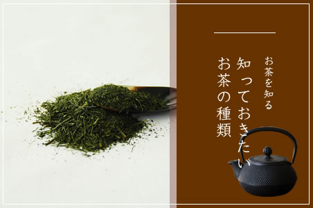 同じ茶葉でも茶師にかかれば様々な味わい、見た目、水色に変化する緑茶。深蒸し茶の他、茎茶、芽茶、玄米茶などお茶の種類をご紹介します